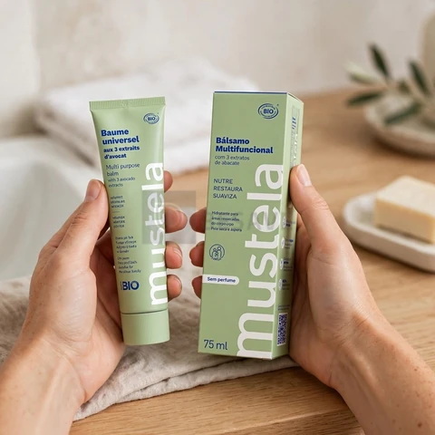 Mustela Bálsamo Multifuncional 75ml - Hidratante para áreas ressecadas do corpo com 3 extratos de Abacate, com 99,7% de ingredientes de origem natural - Para Bebês, Crianças e toda a Família