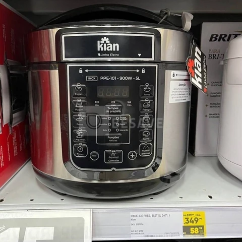 Panela De Pressão Elétrica 5 Litros Aço Inox Preto Multifuncional Kian Ppe 101