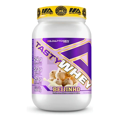 Suplemento Tasty Whey 3w Gourmet Whey Protein Adaptogen Science Pote 900g Sabor Beijinho