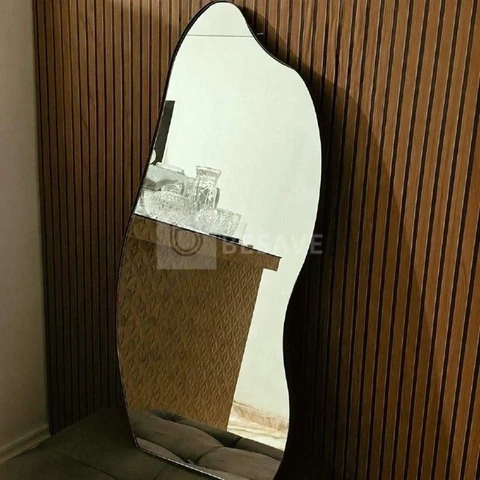Espelho 100x50 Orgânico Corpo Inteiro Grande Moldura Caramelo