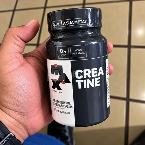 Creatina Max Titanium monohidratada micronizada pura em cápsula Sem sabor de 120 un