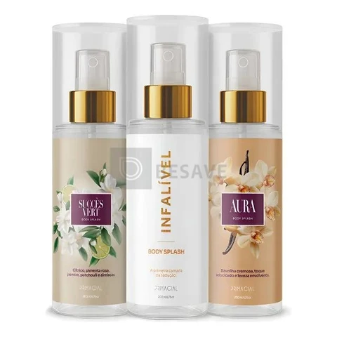 Kit Body Splash Feminino Succès Vert + Aura + Infalível Primacial 200ml