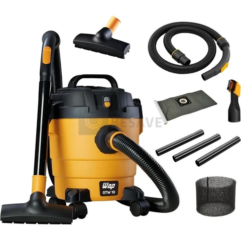 WAP Aspirador de Pó e Água GTW 10, Compacto, 10 Litros, com Mangueira de 1,5 Metros, Filtro Lavável, 140mbar 1400W 127V