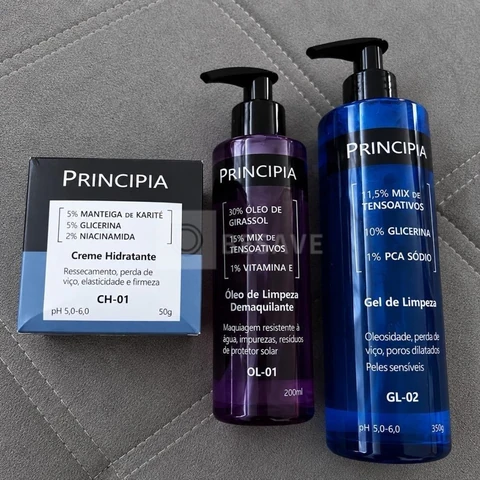 Principia Kit Limpeza E Hidratação Ch-01 + Ol-01 + Gl-02 Todo Tipo De Pele Dia/noite