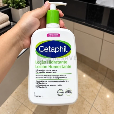 Cetaphil Loção Hidratante Corporal e Facial para Pele Sensível, Normal a Seca 1L - Hidratação 48h