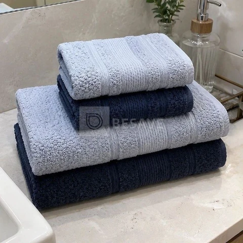 Jogo De Toalhas Buddemeyer Bella Extra Soft Banho 4 Peças Azul Claro/azul Marinho