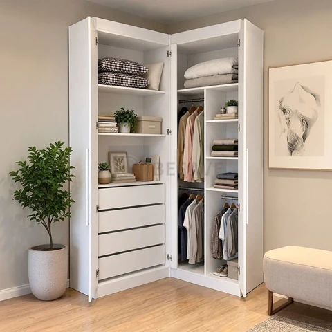 Guarda-roupa Dormitório Casal Canto Com 4 Portas Versatille Branco