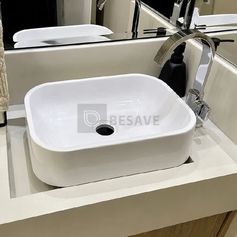 Cuba Pia De Apoio Sobrepor Retangular 37x27 Branca Para Banheiro Lavabo Beltempo BT-2010