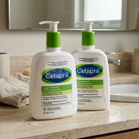 Emulsão Cetaphil Kit Cetaphil Loção Hidratante Corporal e Facial en dispensador 473mL neutra - kit x 2 unidades