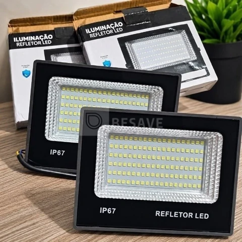 Kit 5 Refletores LED 100W IP67 à Prova D'Água 6500K Branco Frio Bivolt