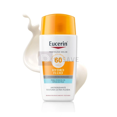 EUCERIN Protetor Solar Facial Ultra Fluido FPS 60 50ml, Hydro Fluid, Antioleosidade, Antioxidante, Rosto, Proteção UVA, UVB e Luz Visível