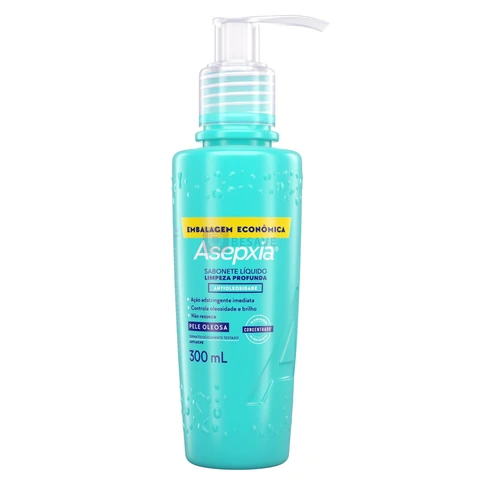 Asepxia Sabonete Líquido Limpeza Profunda 300ml - Antiacne Cravos Espinhas