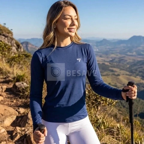 Camiseta Feminina Térmica Manga Longa Proteção Solar Uv