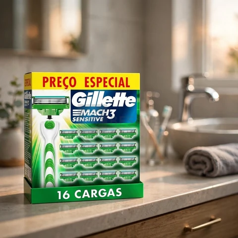 Carga para Aparelho de Barbear Gillette Mach3 Sensitive 16 unidades