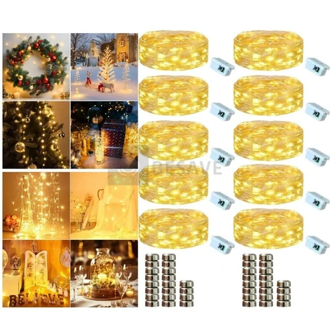 Kit 10 Fio Fada Lph Decoração Iluminação Casamento Festas Artesanato Luzes De Fada Led 2m 20 Leds Luz Branco Quente Cordão Luz Pisca Pisca Árvore De Natal