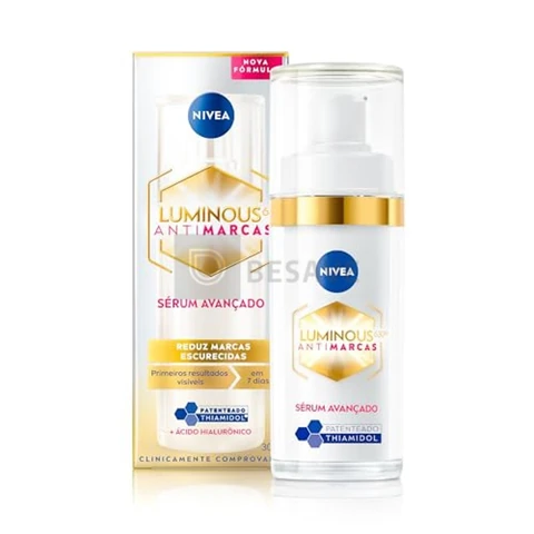 NIVEA Luminous 630 Sérum Avançado Antimarcas Escurecidas 30ml, Reduz Marcas Escurecidas, Uniformiza o Tom, Ácido Hialurônico, Radiância Intensa