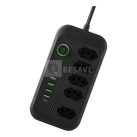 Extensão 5 Tomadas E 1 Pd 4 Usb Led Bivolt Power 127v/220v