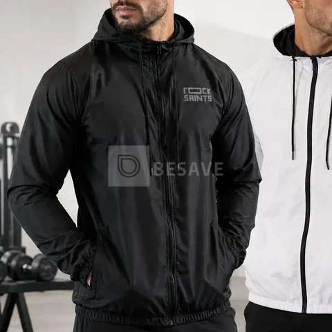 Kit 2 Jaquetas Corta Vento Rock Saints Liso Com Capuz