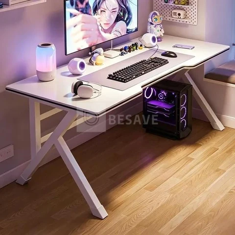 Escrivaninha Gamer Mesa Para Pc E Jogos Preta E Branca 100cm