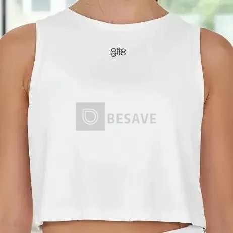 Regata Cropped Fitness Alto Giro Refletivos Branca