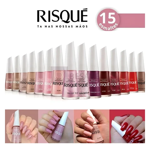Risqué Kit Com 15 Esmaltes Novo Hipoalergênicos Atacado 8ml