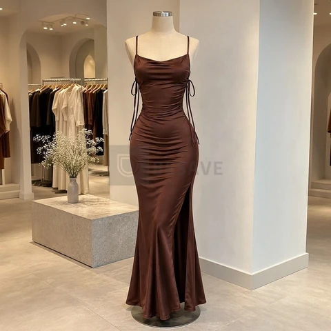 Vestido Justo Longo Costas Nuas Fenda Lateral Colado Preto