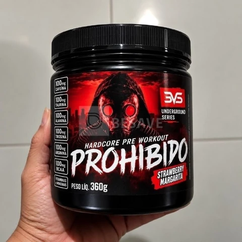 Prohibido Pré Treino 360g - Sabor: Strawberry Margarita (morango) - A Combinação Perfeita De 8 Ingredientes Que Proporcionam Energia Do Início Ao Fim Do Seu Treino