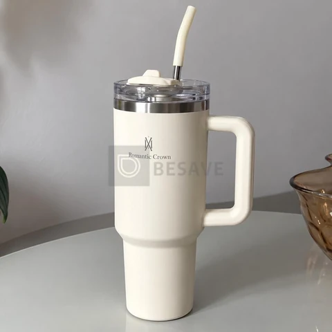 Copo Térmico Inox 1,2l Com Alça, Tampa, Canudo Inox E Escova Cor Rosa Lisa