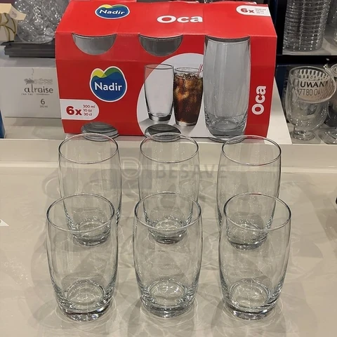 Kit 6 Copos Oca Nadir 300ml Vidro para Água e Suco