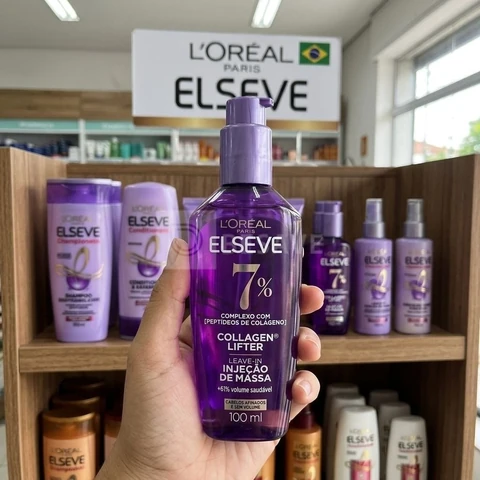 L'oréal Paris Elseve Collagen Lifter Leave-in Sérum Capilar Para Cabelos Finos Injeção de Massa com Peptídeos de Colágeno Aumenta o Volume em 61% e Encorpa os Fios por 72h 100ml