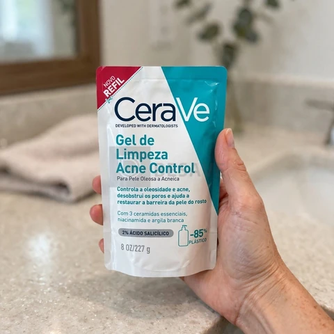 CeraVe Acne Control Refil Gel de Limpeza Facial, Pele Normal a Oleosa, 60g
