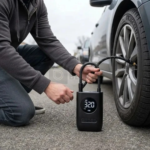 Bomba De Ar De Mão Pneu Car Air Pump Sem Fio 150 Psi Luz De Emergência Led Com Bateria Recarregável De 4000 Mah Verunto