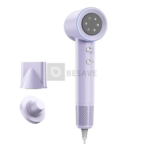 GOKOCO Secador De Cabelo Profissional 110v 127v, 120000 RPM High Speed Hair Dryer 1600W com Display Digital LED e Bocal de ar Magnético,GD029 Roxo