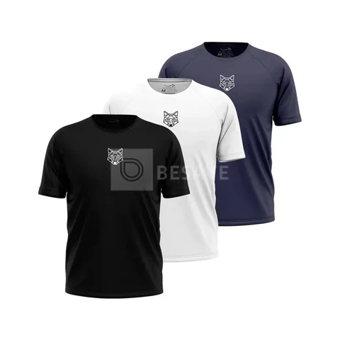 Kit 3 Camisetas Masculina Dry Alpha Lobo Geométrico