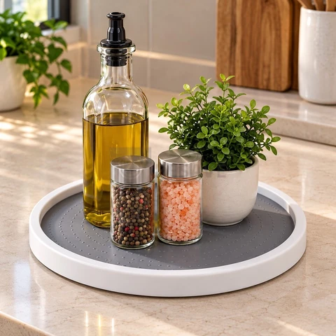 Suporte Giratório 360 Graus Organizador Multiuso 25cm Base Antiderrapante Cozinha Banheiro