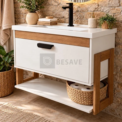 Gabinete Armario de Banheiro 100% MDF - Riva Com Nicho 60cm