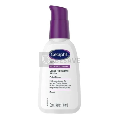 Cetaphil Pro Ac Dermacontrol Loção Hidratante Facial Para Pele Oleosa A Acneica 118ml - Antioleosidade, Fps 30