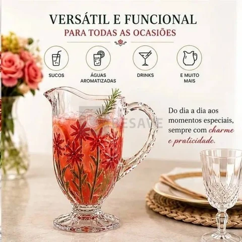 Jarra Red Flower 1,3l Cristal Ecológico - Wolff