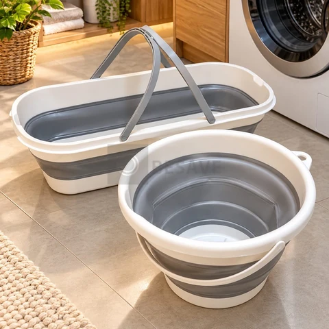10L/26L Balde telescópico dobrável de silicone, fácil de transportar, adequado para uso externo e doméstico.