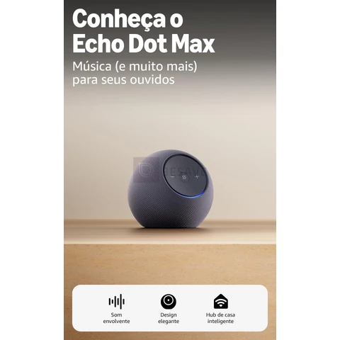 Amazon Echo Dot Max (Geração mais recente), smart speaker com Alexa, som envolvente e hub de casa inteligente integrado, ideal para sua sala de estar, Cor Grafite, com Acesso Antecipado à Alexa+