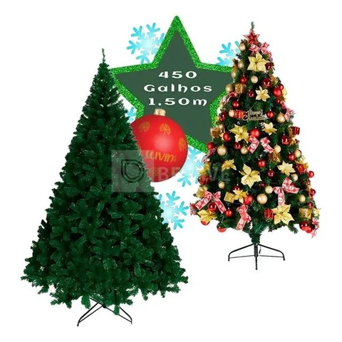 Árvore De Natal Pinheiro Canadense Luxo 1,50m 450 Galhos Tradicional Verde Imperial Premium Grande Cheia LuvinCo