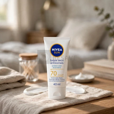 NIVEA SUN Protetor Solar Facial Toque Seco Antissinais FPS 70 40ml - Com muito alta proteção contra raios UVA/UVB, controla o brilho e previne o envelhecimento precoce