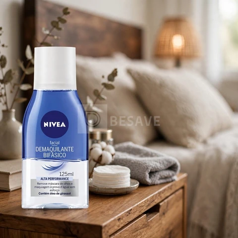 NIVEA Demaquilante Bifásico 125ml, Remove Maquiagem à Prova D'água, Protege Cílios, Gentil com a Pele