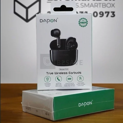 Fone De Ouvido Bluetooth TWS Dapon F25 Touch Sem Fio Com Microfone Cor Preto