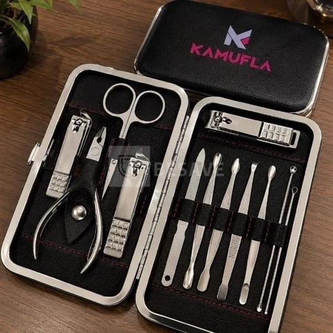 Kit Cortador De Unha Portátil Estojo Alicate Manicure 12 Pç Desencravador De Unha Manicure Alicate Lixa Profissional Tesoura Empurrador De Cutículas Pinça Portátil Dobrável