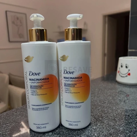 Sérum Hidratante Corporal Para Pele com Tom Irregular 48h de Hidratação Regenerativa Dove Dermo Renovador Niacinamida Redutor de Marcas Escurecidas Clinicamente Comprovado 380mL