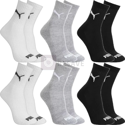 Kit 6 Pares Meias Puma Algodão Cano Médio Alto Atoalhado