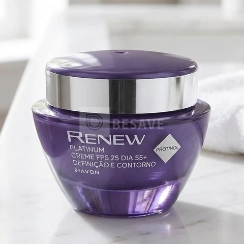 Creme Facial Avon Renew Platinum Dia 55+ FPS 25 Antirrugas Hipoalergênico 50g