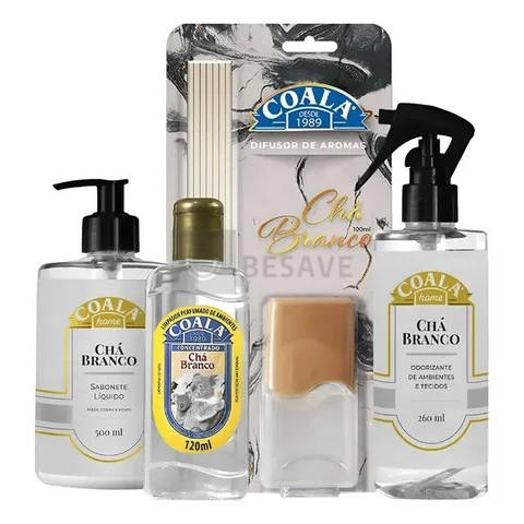 Kit Coala Home Chá Branco com Difusor 100ml e Spray 260ml