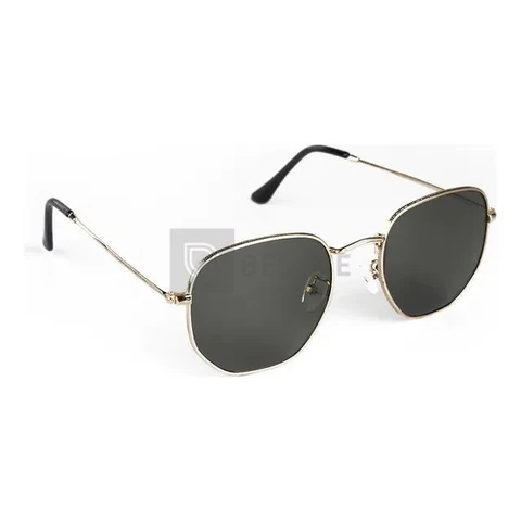 Óculos De Sol Saint Germain Dourado Harbor Aviador Uv400 Lente Preto Desenho Espelho